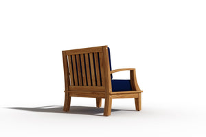 Eliane Teak Outdoor Club Chair with Sunbrella Navy Cushion Outdoor Chair