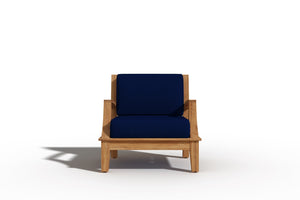 Eliane Teak Outdoor Club Chair with Sunbrella Navy Cushion Outdoor Chair