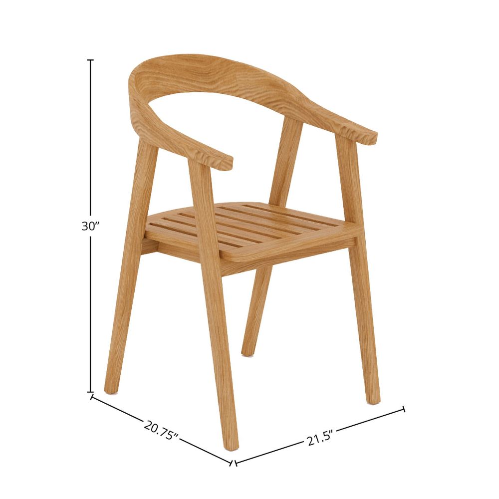 Lechair 7-Piece Rectangular Teak Outdoor Dining Set with Barrel Back Armchairs Outdoor Dining Set