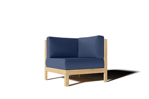Leon 7-piece Teak Outdoor Sectional Deep Seating Set with Sunbrella Navy Cushions Outdoor deep seating