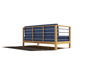 Leon 7-piece Teak Outdoor Sectional Deep Seating Set with Sunbrella Navy Cushions Outdoor deep seating