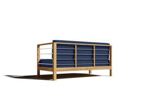 Leon 7-piece Teak Outdoor Sectional Deep Seating Set with Sunbrella Navy Cushions Outdoor deep seating