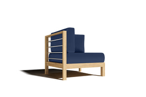 Leon Teak Outdoor Sectional Corner with Sunbrella Navy Cushion Outdoor Chair