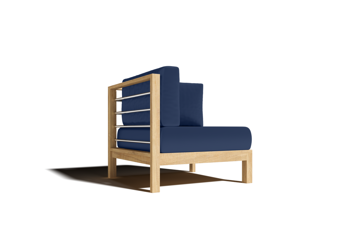 Leon Teak Outdoor Sectional Corner with Sunbrella Navy Cushion Outdoor Chair