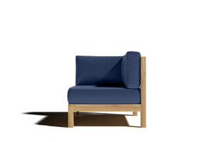 Leon Teak Outdoor Sectional Corner with Sunbrella Navy Cushion Outdoor Chair