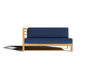 Leon Teak Outdoor Sectional Left Sofa with Sunbrella Navy Cushion Outdoor Chair