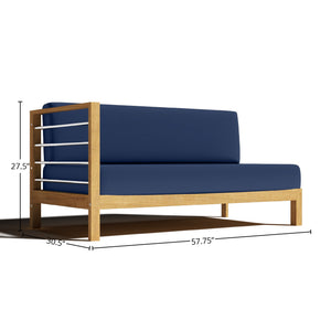 Leon Teak Outdoor Sectional Left Sofa with Sunbrella Navy Cushion Outdoor Chair