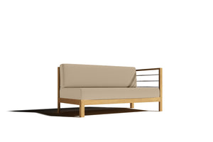 Leon Teak Outdoor Sectional Right Sofa with Sunbrella Fawn Cushion Outdoor Chair