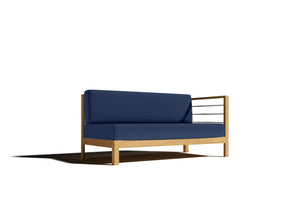 Leon Teak Outdoor Sectional Right Sofa with Sunbrella Navy Cushion Outdoor Chair