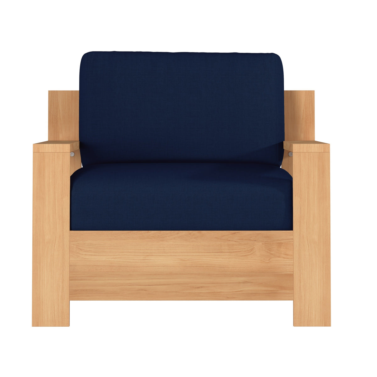 Lothair Teak Outdoor Club Chair with Sunbrella Navy Cushion Outdoor Chair