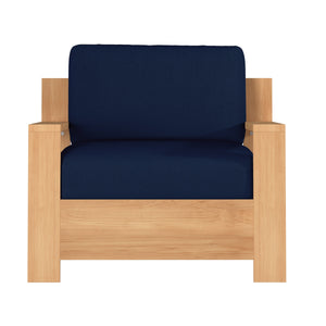 Lothair Teak Outdoor Club Chair with Sunbrella Navy Cushion Outdoor Chair