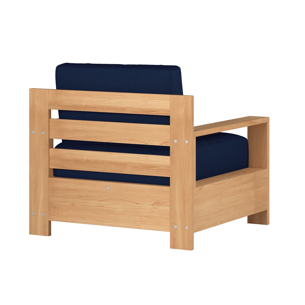 Lothair Teak Outdoor Club Chair with Sunbrella Navy Cushion Outdoor Chair