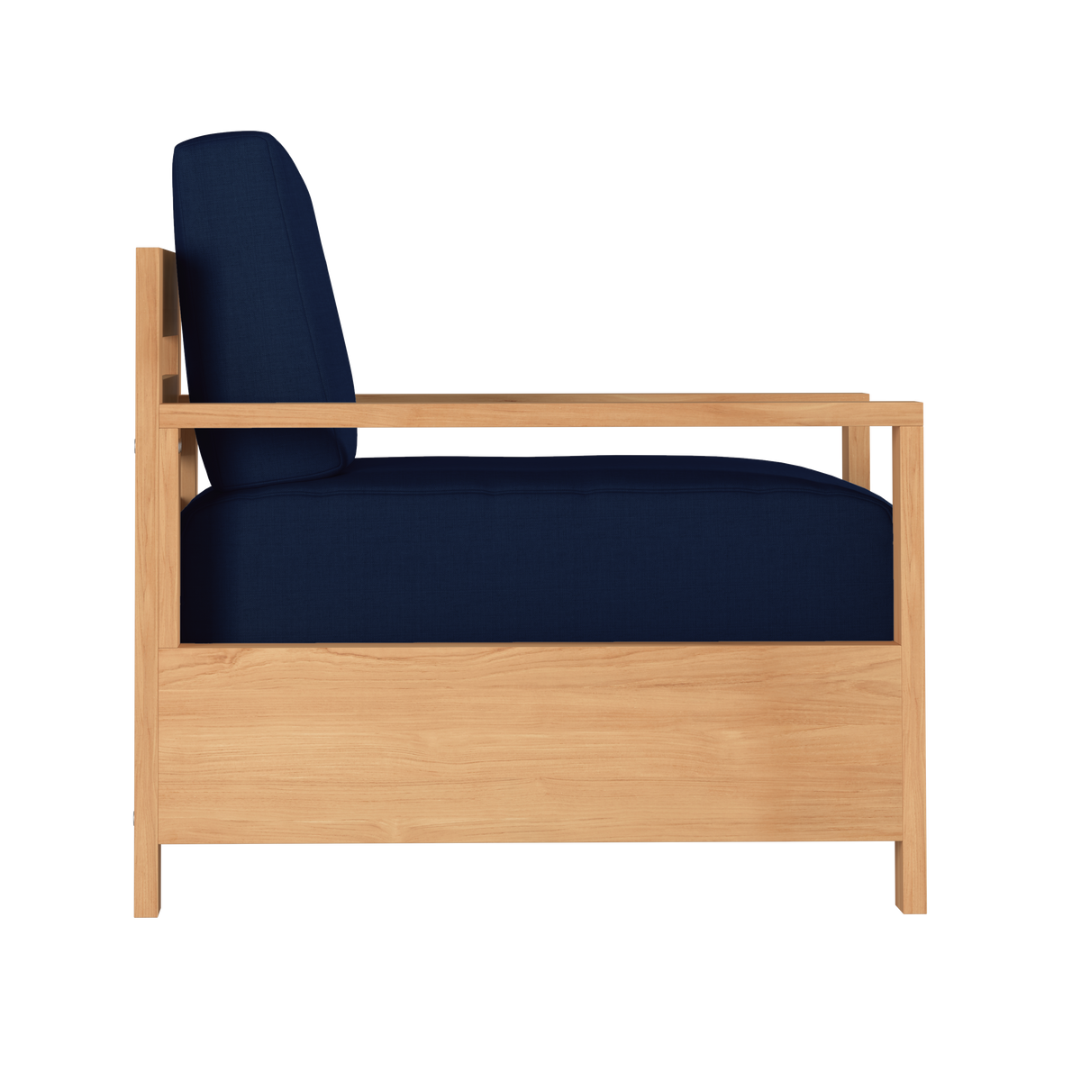 Lothair Teak Outdoor Club Chair with Sunbrella Navy Cushion Outdoor Chair