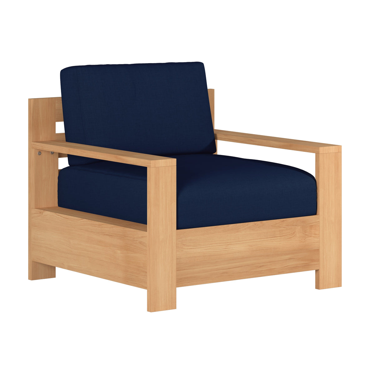 Lothair Teak Outdoor Club Chair with Sunbrella Navy Cushion Outdoor Chair