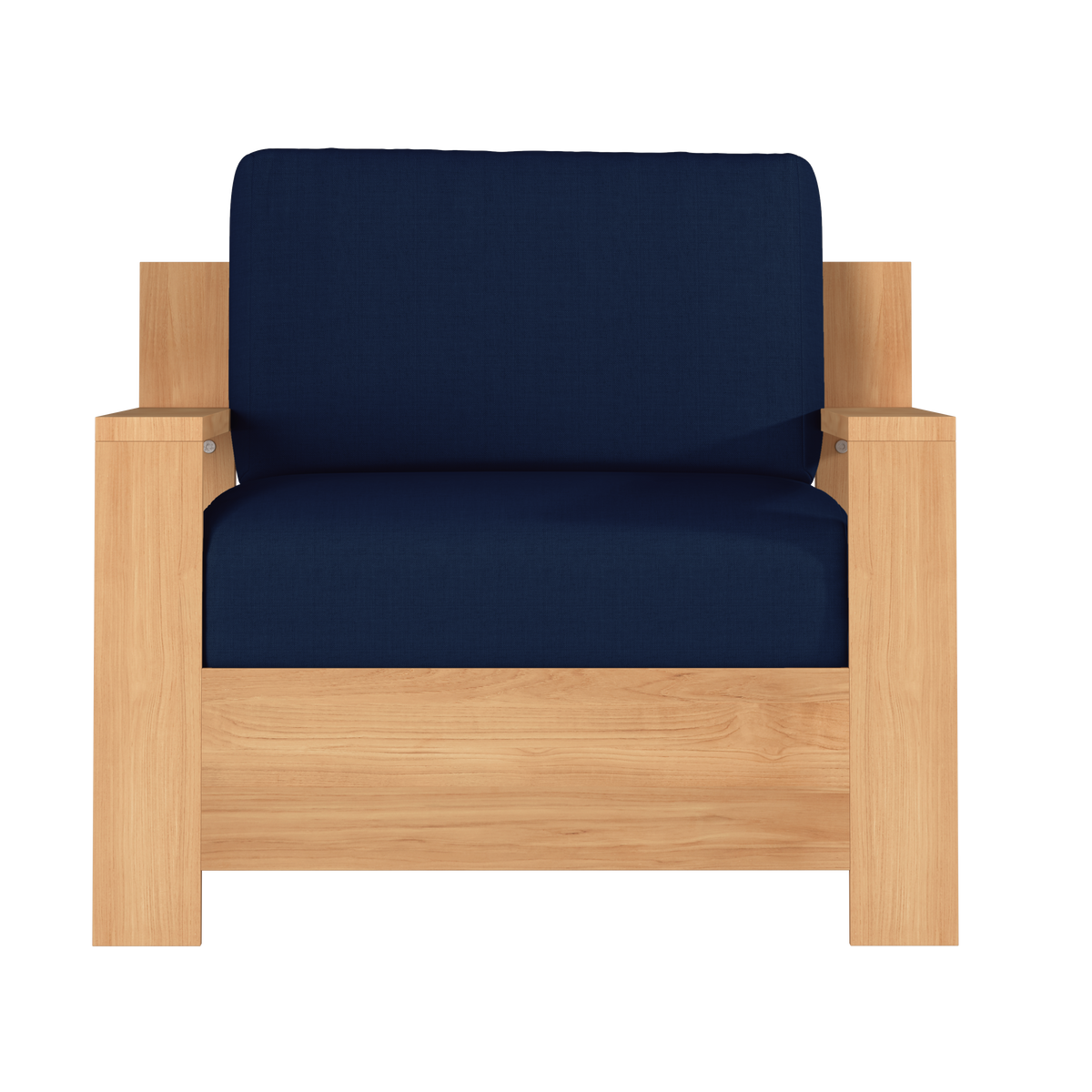 Lothair Teak Outdoor Club Chair with Sunbrella Navy Cushion Outdoor Chair