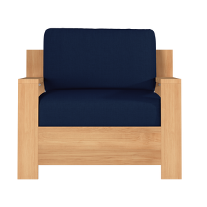 Lothair Teak Outdoor Club Chair with Sunbrella Navy Cushion Outdoor Chair