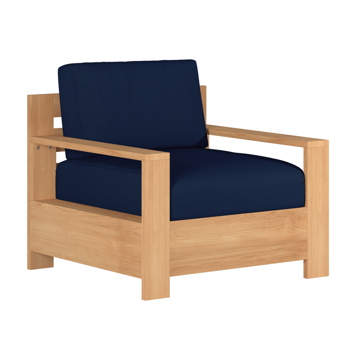 Lothair Teak Outdoor Club Chair with Sunbrella Navy Cushion Outdoor Chair