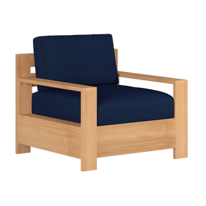 Lothair Teak Outdoor Club Chair with Sunbrella Navy Cushion Outdoor Chair