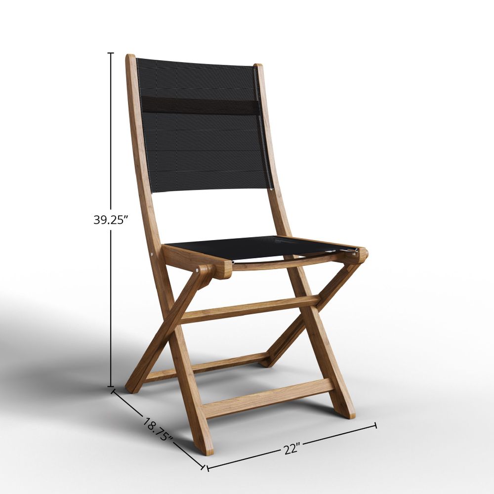 Lucas Teak Outdoor Dining Folding Chair in Black Chairs