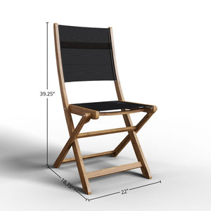 Lucas Teak Outdoor Dining Folding Chair in Black Chairs