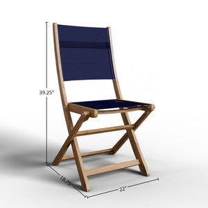 Lucas Teak Outdoor Dining Folding Chair in Blue Chairs