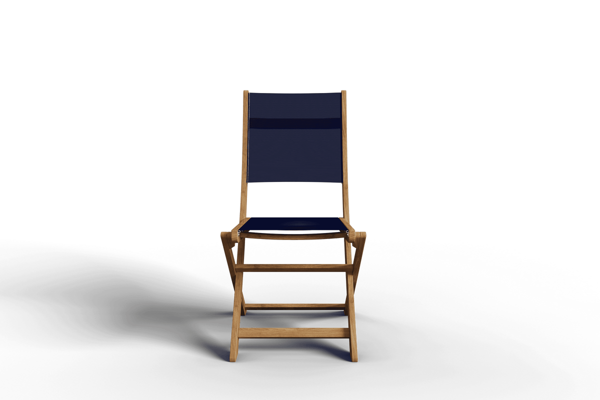 Lucas Teak Outdoor Dining Folding Chair in Blue Chairs