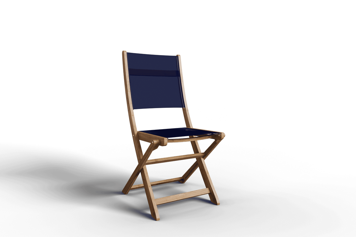 Lucas Teak Outdoor Dining Folding Chair in Blue Chairs