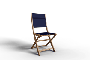 Lucas Teak Outdoor Dining Folding Chair in Blue Chairs