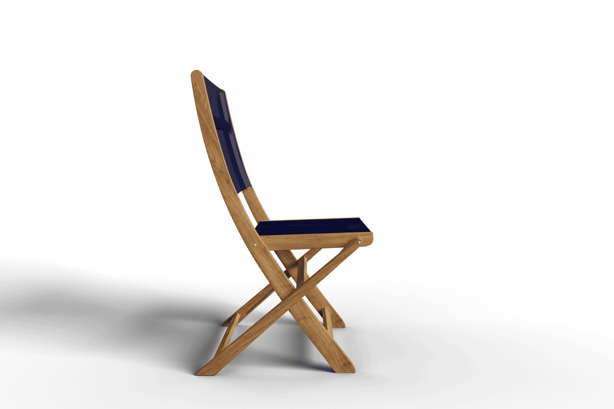 Lucas Teak Outdoor Dining Folding Chair in Blue Chairs