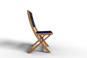 Lucas Teak Outdoor Dining Folding Chair in Blue Chairs