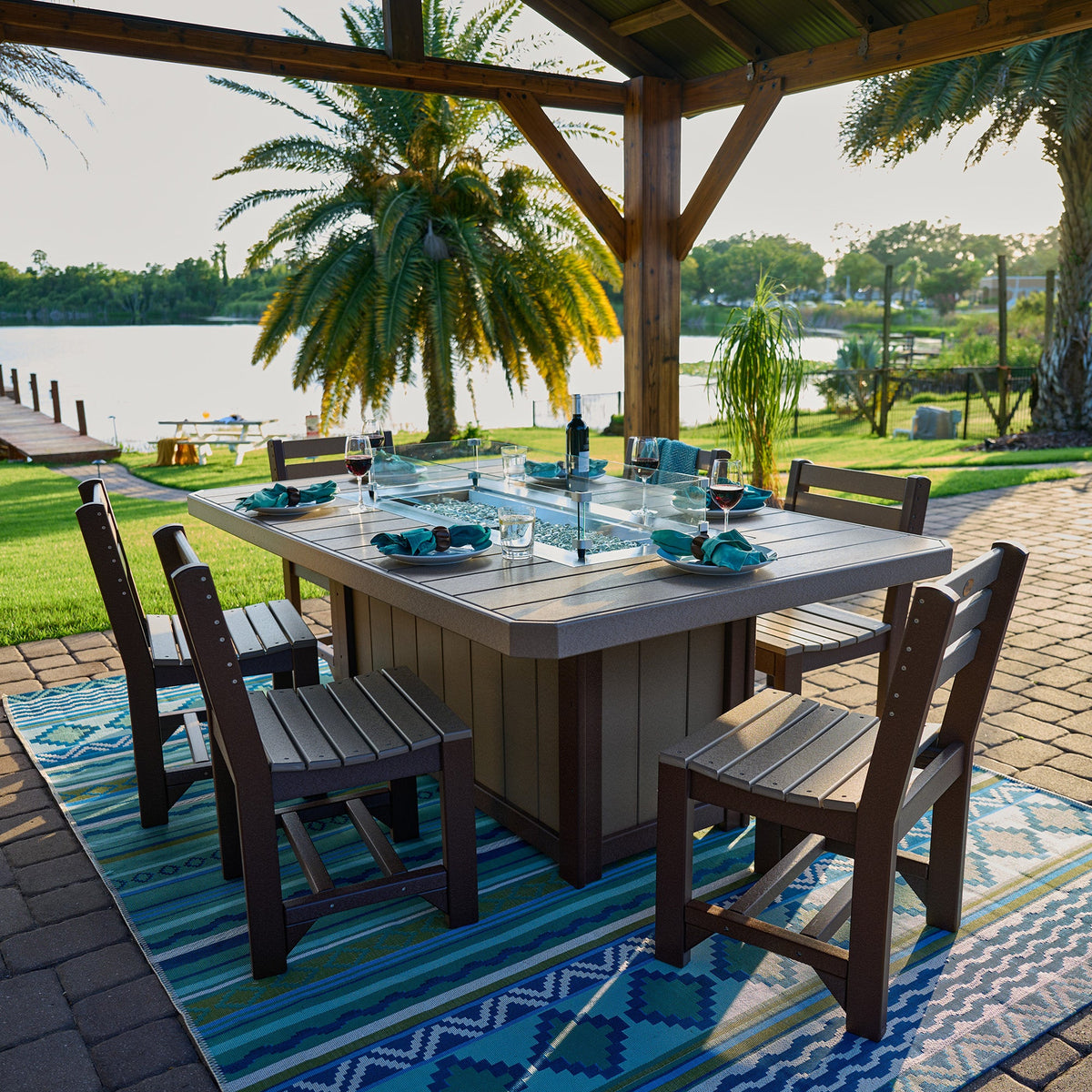 Lumin Rectangular Fire Table 79″ by LuxCraft Outdoor Table