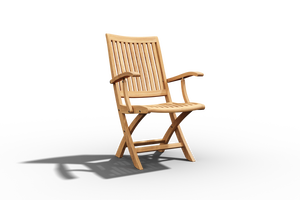 Lydie 3-piece Round Teak Oudoor Bistro Set with Folding Table and Armchairs Outdoor deep seating