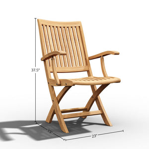 Lydie 3-piece Round Teak Oudoor Bistro Set with Folding Table and Armchairs Outdoor deep seating