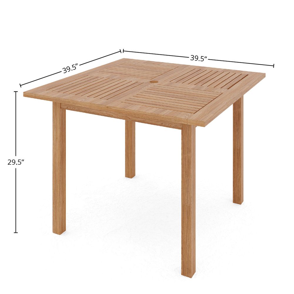 Mathieu Square Teak Outdoor Dining Table with Umbrella Hole Outdoor Table