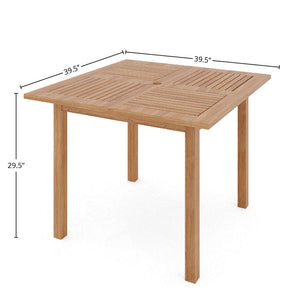Mathieu Square Teak Outdoor Dining Table with Umbrella Hole Outdoor Table