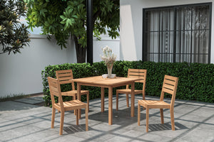 Mathieu Square Teak Outdoor Dining Table with Umbrella Hole Outdoor Table