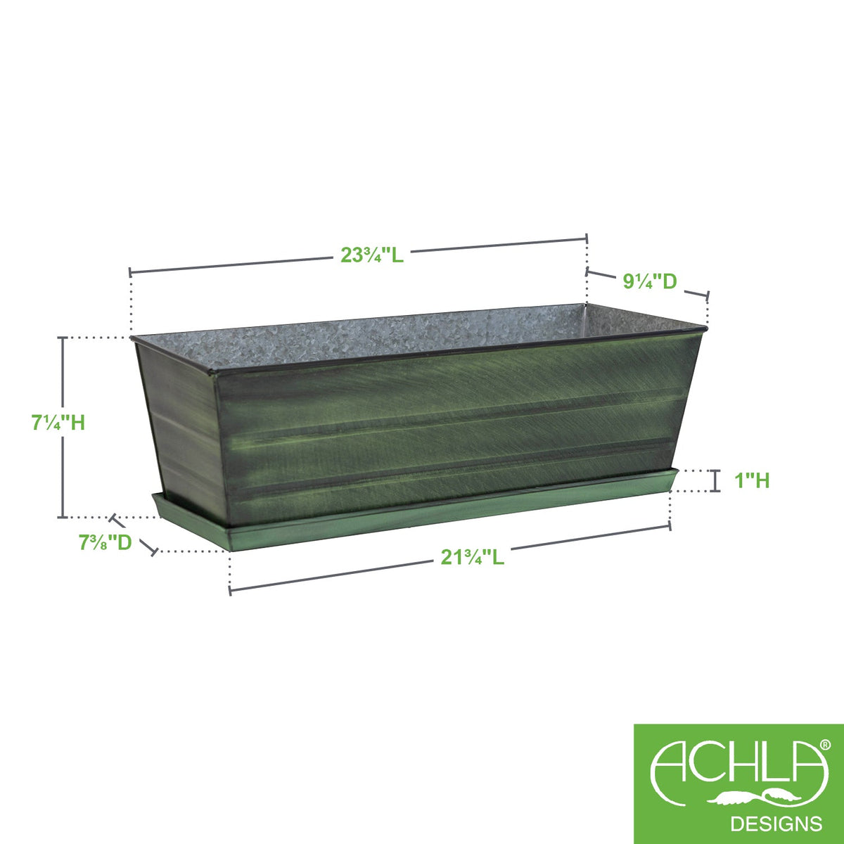 Medium Green Flower Box Tray Kit by Achla Design Flower Box Brackets