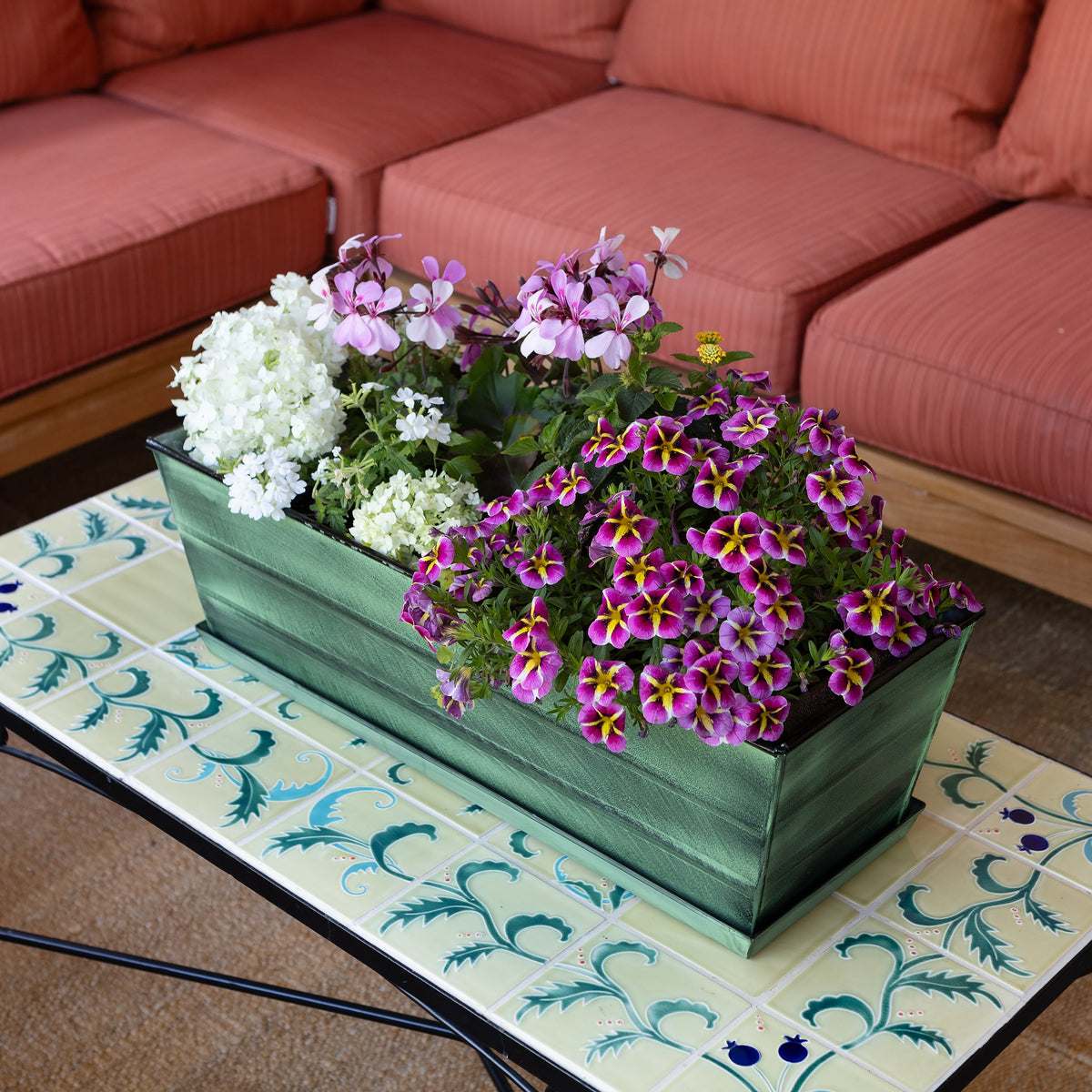 Medium Green Flower Box Tray Kit by Achla Design Flower Box Brackets