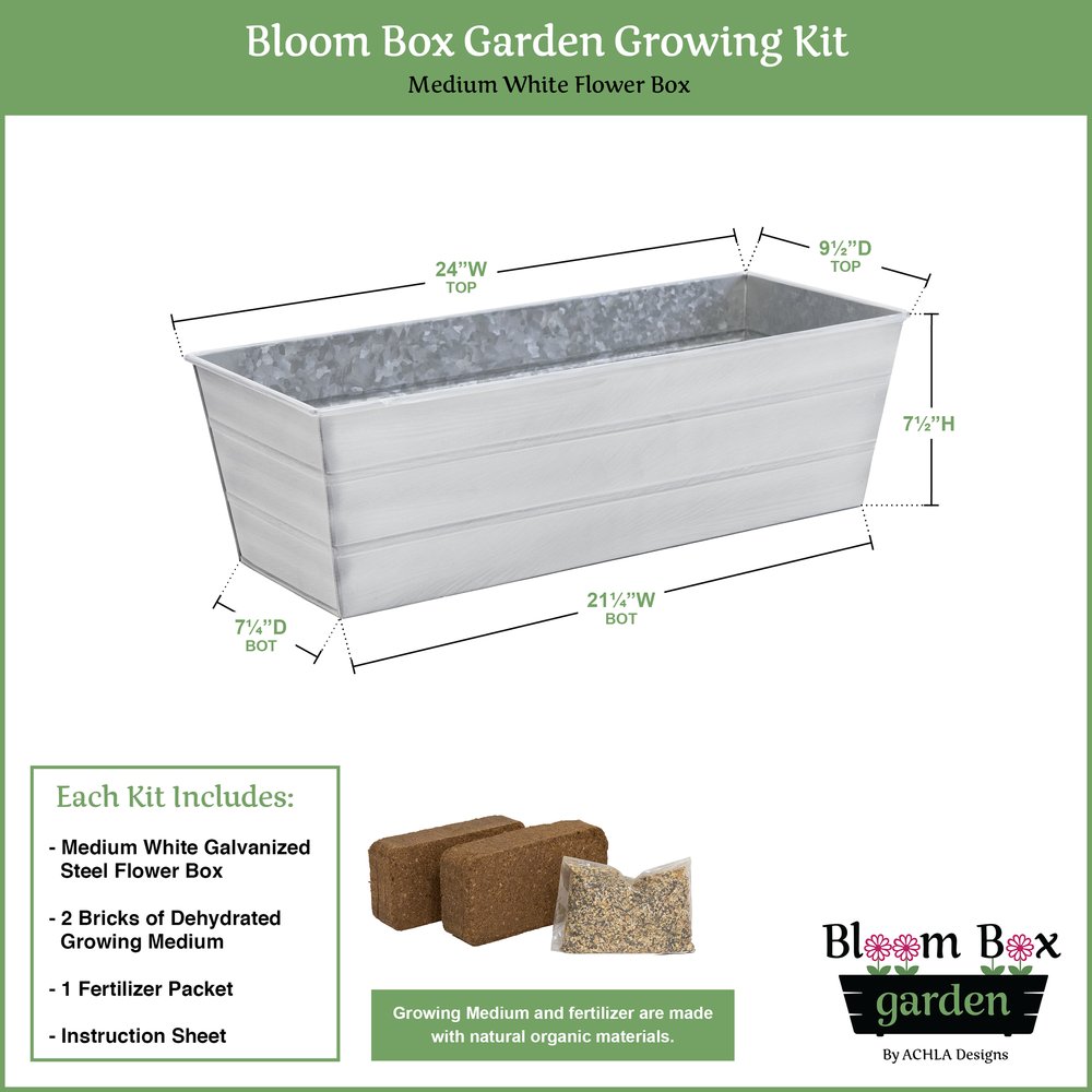 Medium White Bloom Box Garden Growing Kit with Clamp-On Brackets – A Versatile and Stylish Gardening Solution Flower Box Brackets