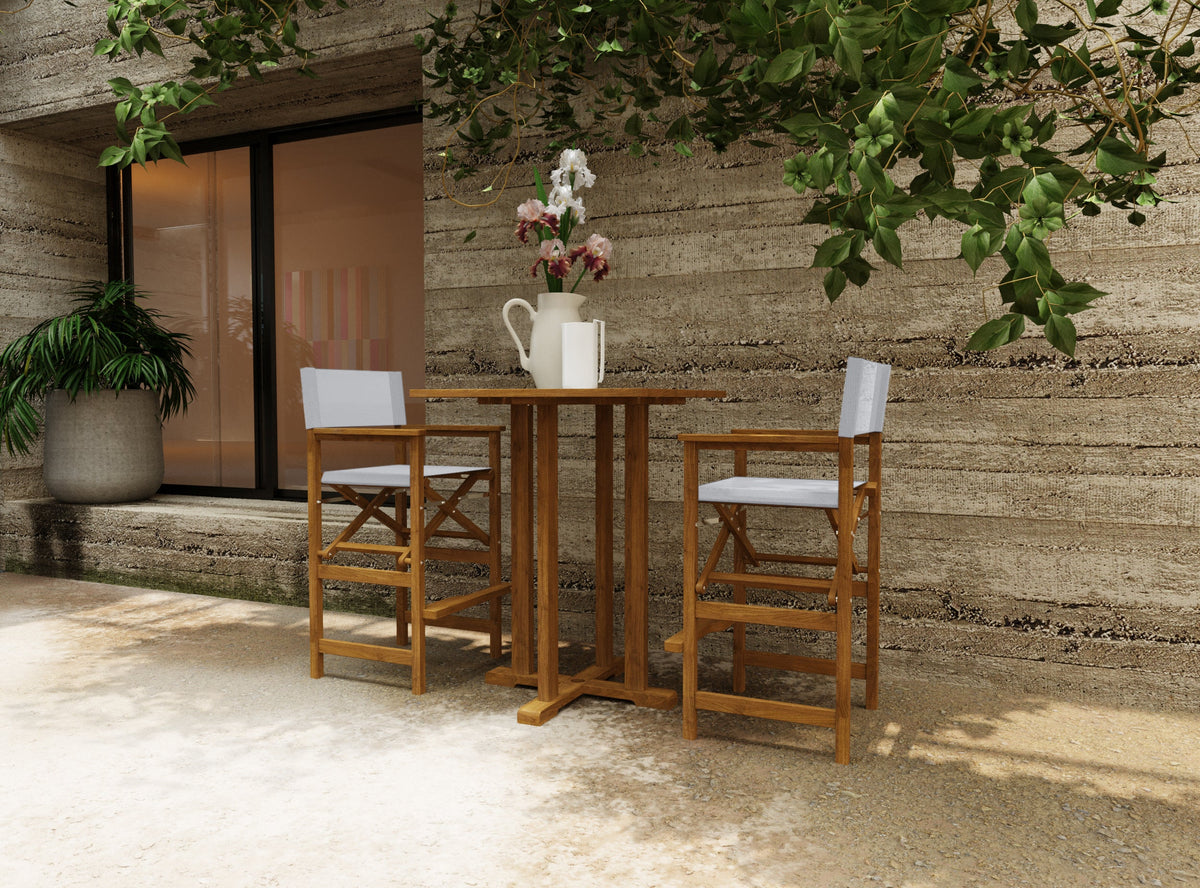 Michele Square Teak Outdoor Bar Height Dining Table with Umbrella Hole Dining Height Table
