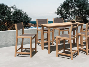 Perrin Teak Outdoor Counter Height Dining Chair in Taupe Chairs