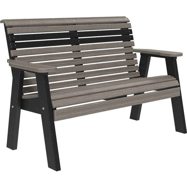 Plain Poly Bench Outdoor Bench Coastal Gray &amp; Black / 4 ft