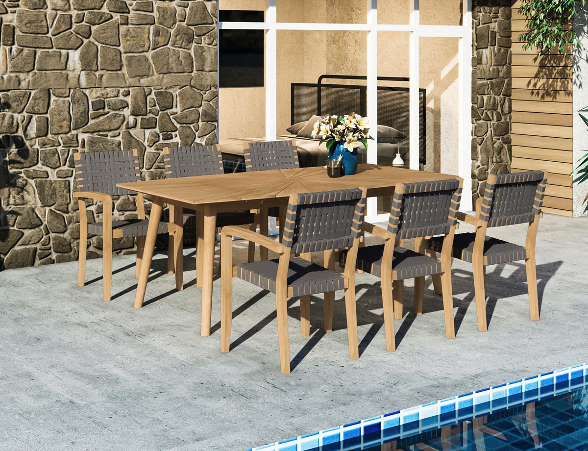Plaisance Rectangular Teak Outdoor Dining Table with Umbrella Hole Outdoor Table