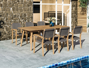 Plaisance Rectangular Teak Outdoor Dining Table with Umbrella Hole Outdoor Table