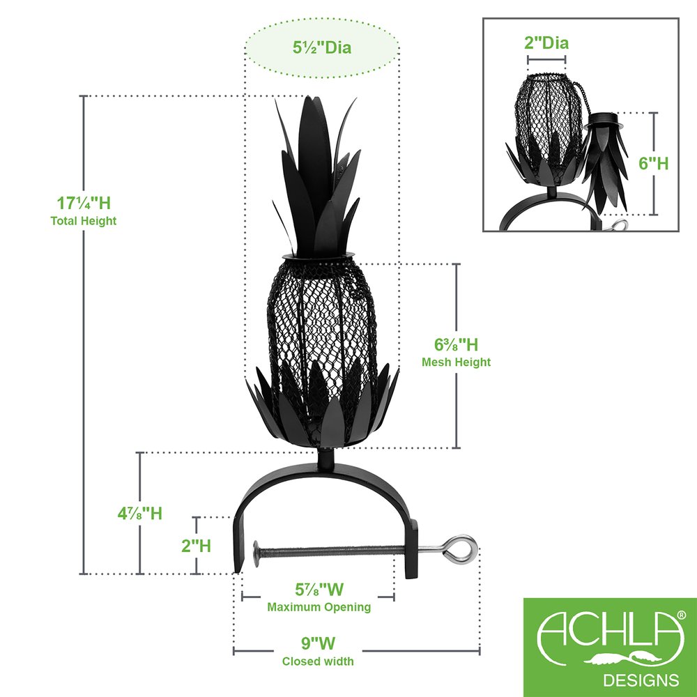 Railing Pineapple Feeder by Achla Designs Birdbath