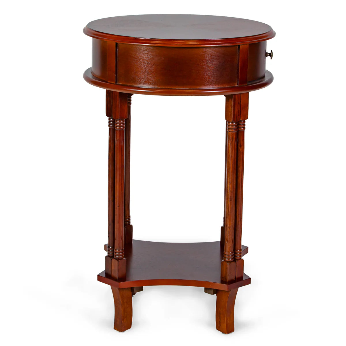 Round Accent Table - Cherry Finish by All Things Cedar Storage Benches