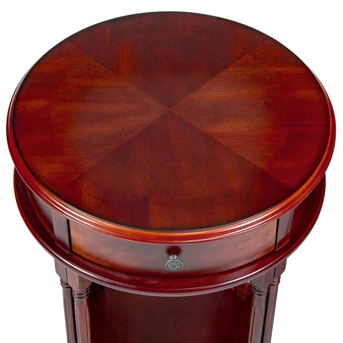 Round Accent Table - Cherry Finish by All Things Cedar Storage Benches