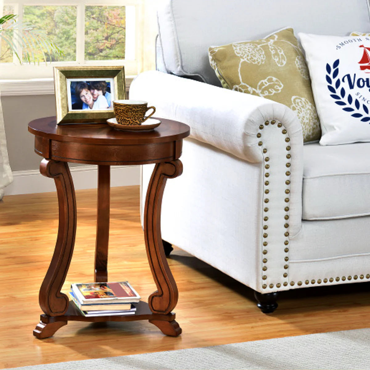Round Pub Table by All Things Cedar Storage Benches