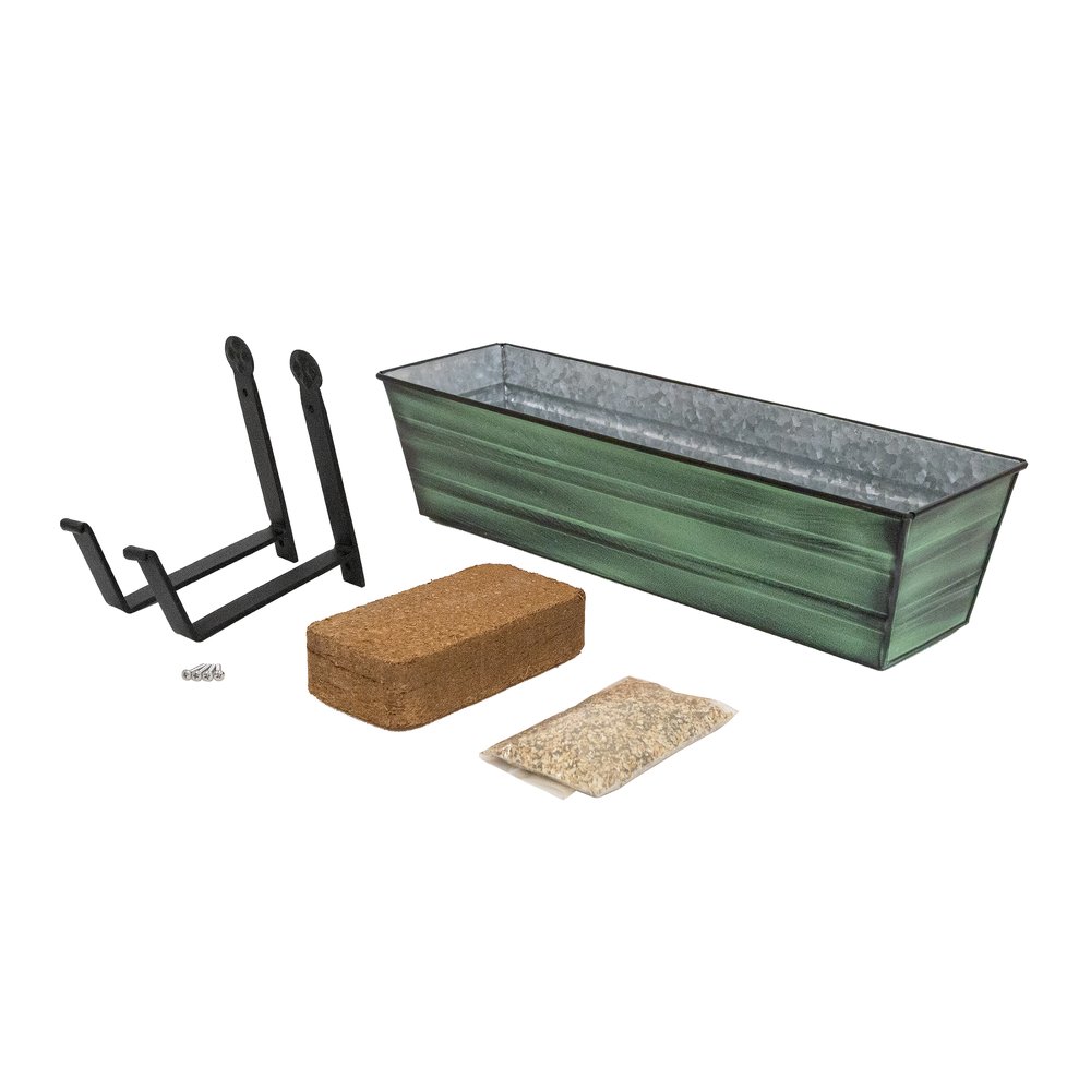 Small Bloom Box Garden Growing Kits – Wall and Clamp-On Bracket Options Flower Box Brackets