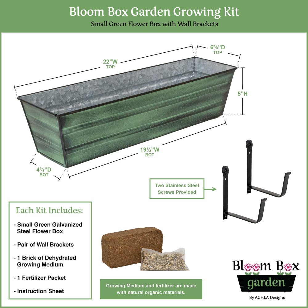 Small Bloom Box Garden Growing Kits – Wall and Clamp-On Bracket Options Flower Box Brackets